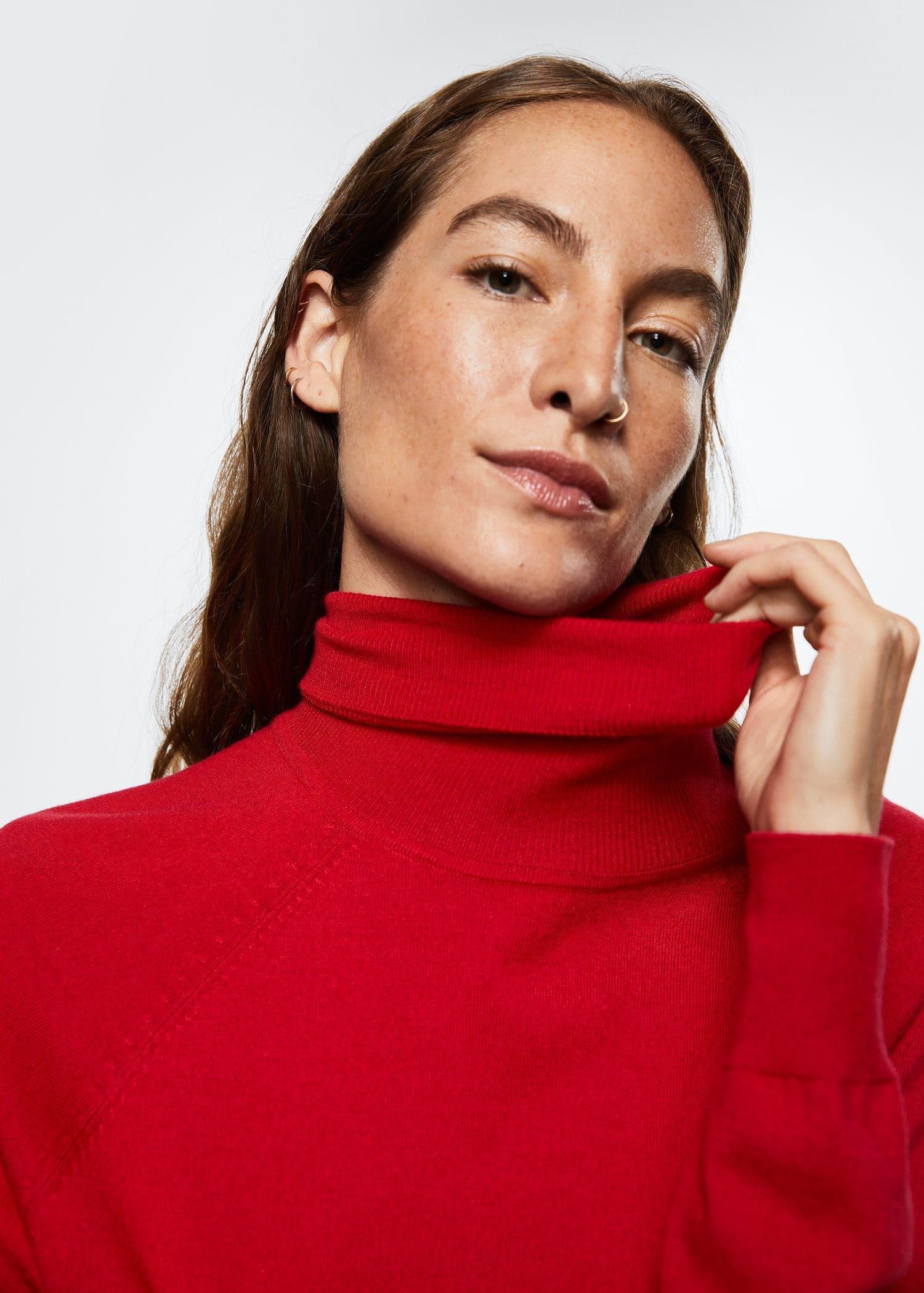 Red Turtleneck Knitted Sweater, , large image number 4