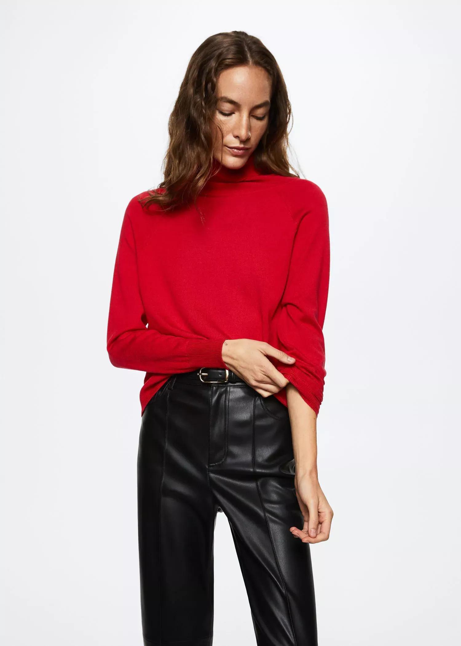 Red Turtleneck Knitted Sweater, , large image number 8