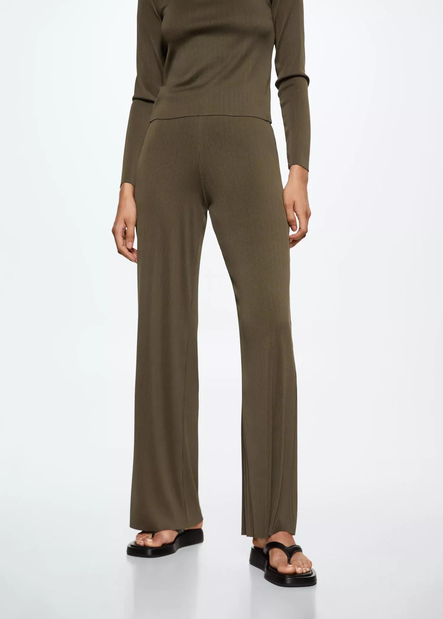 beige - khaki Pleated palazzo trousers, , large image number 0