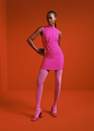 Mango - bright pink Bow short dress