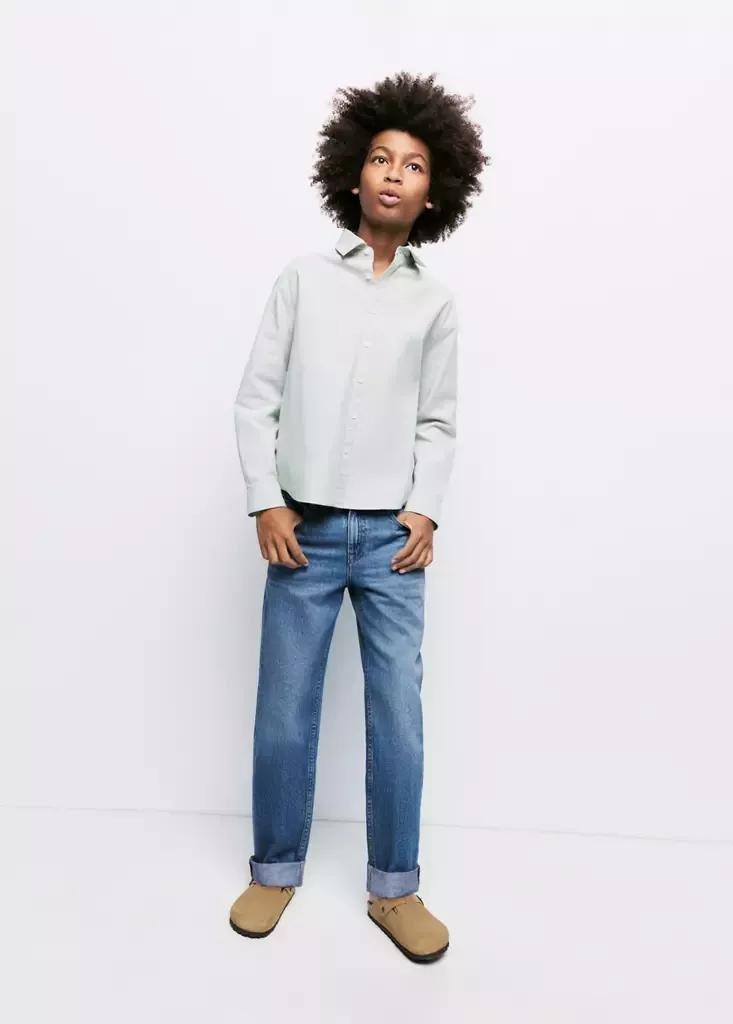 Blue Regular Fit Jeans With Rolled-Up Hem, Kids Boys, Open Blue, large image number 0