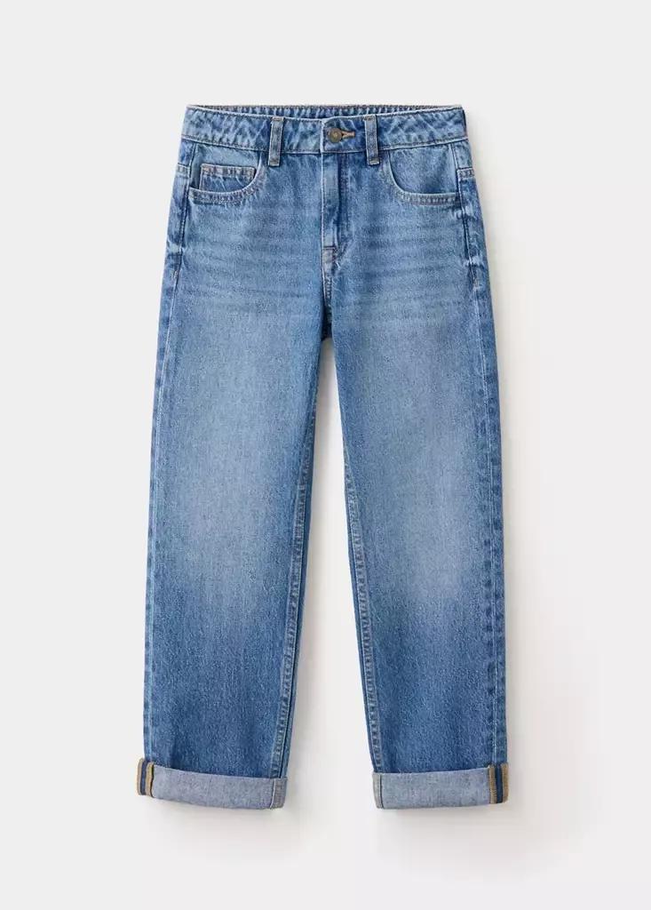 Blue Regular Fit Jeans With Rolled-Up Hem, Kids Boys, Open Blue, large image number 1