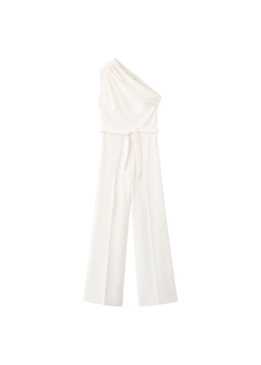 White Asymmetric Belt Jumpsuit, Natural White, large image number 5