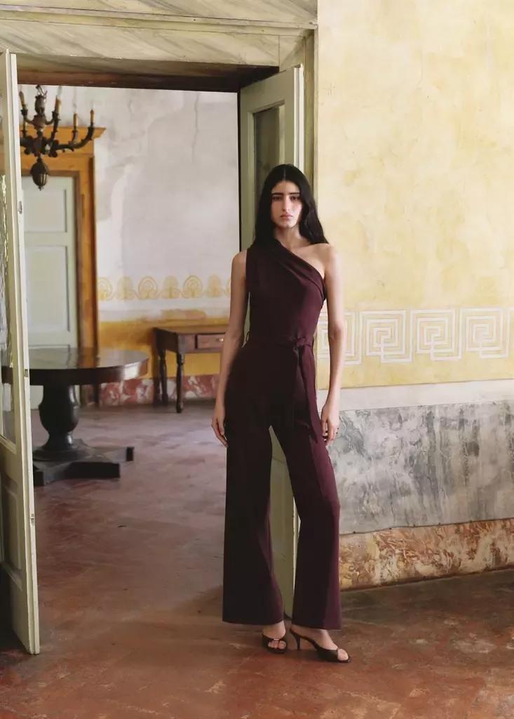 MEDIUM PURPLE Asymmetric belt jumpsuit, Medium Purple, large image number 0