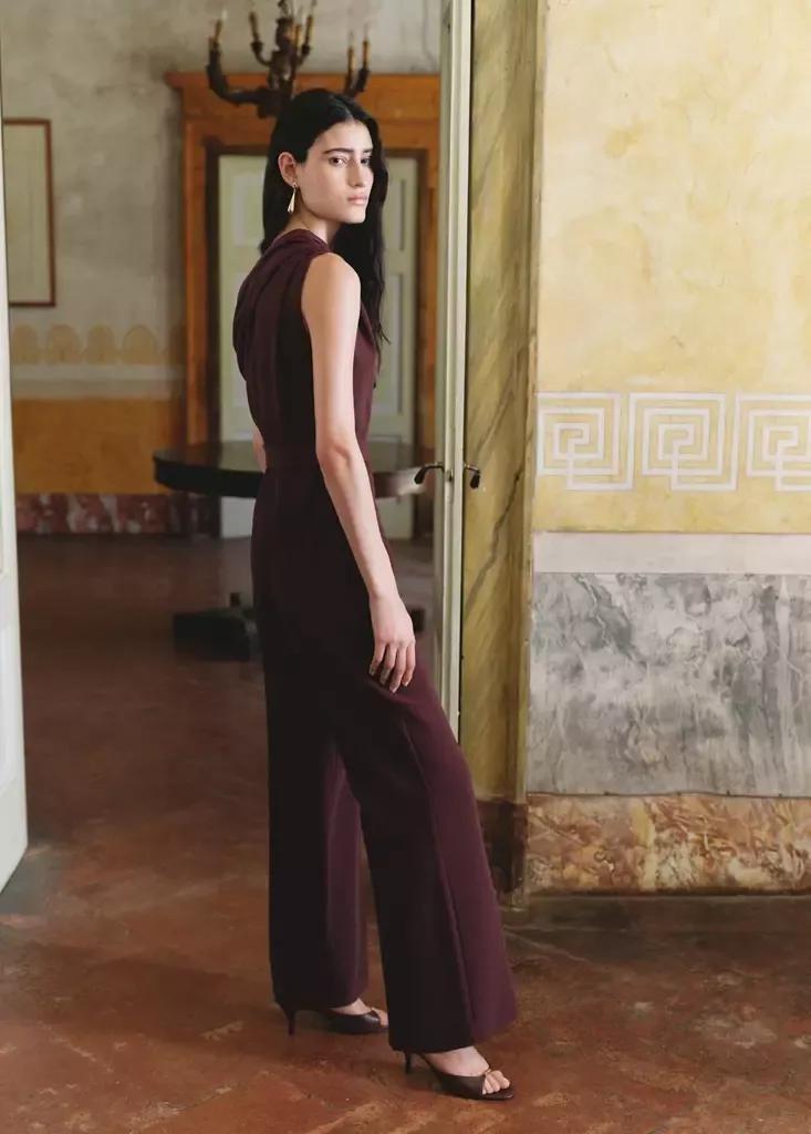MEDIUM PURPLE Asymmetric belt jumpsuit, Medium Purple, large image number 2