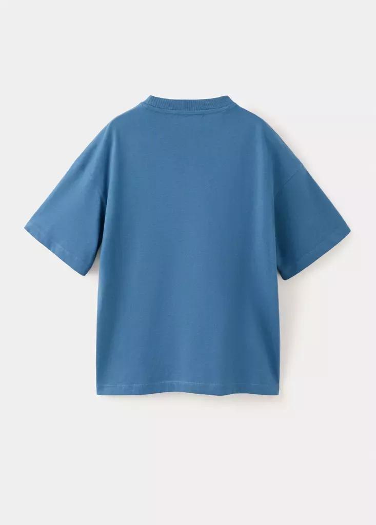 Blue Oversized Printed Plus-Size T-Shirt, Kids Boys, Medium Blue, medium