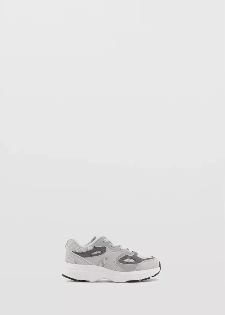Grey Mixed Trainers With Elastic Lace, Baby Boys, Grey, medium