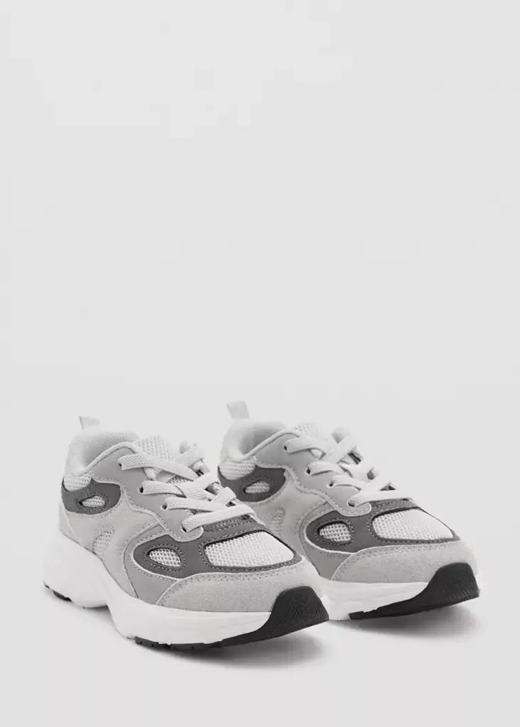 Grey Mixed Trainers With Elastic Lace, Baby Boys, Grey, medium
