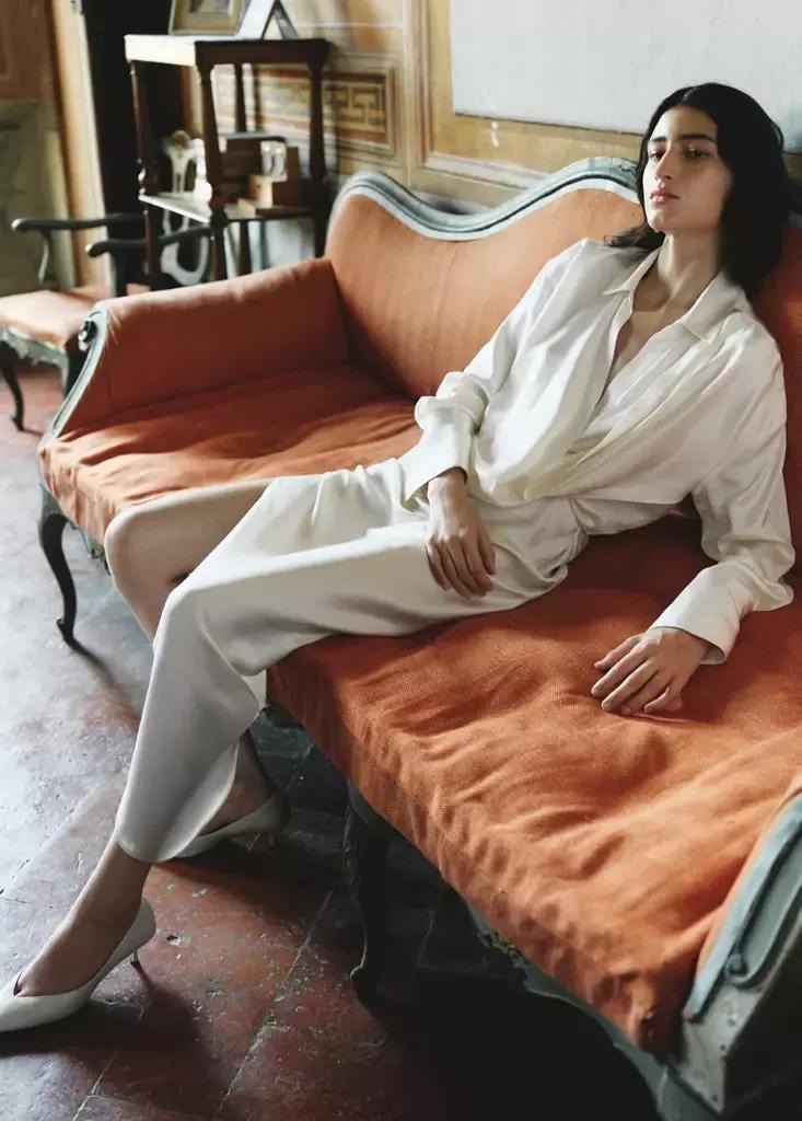 WHITE Asymmetrical satin dress, Natural White, large image number 3