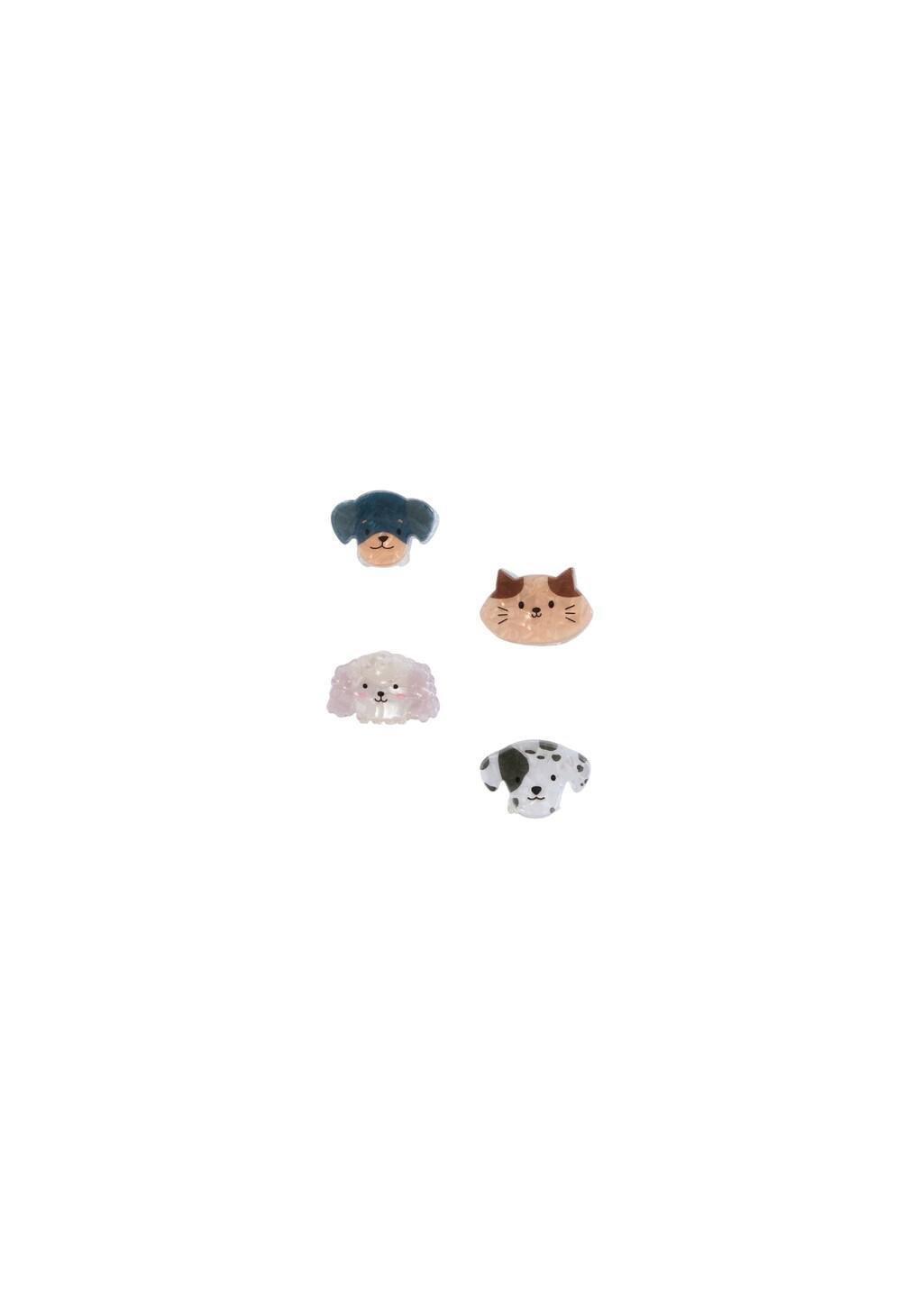 BROWN Pack of 4 animal hair clips, Kids Girl, Light Pastel Brown, large image number 1