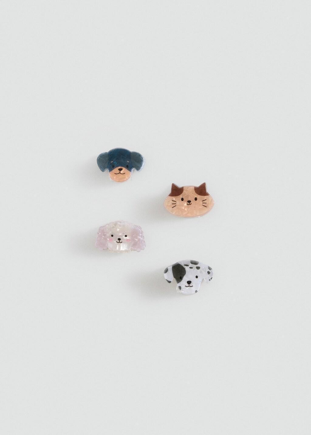 BROWN Pack of 4 animal hair clips, Kids Girl, Light Pastel Brown, large image number 2