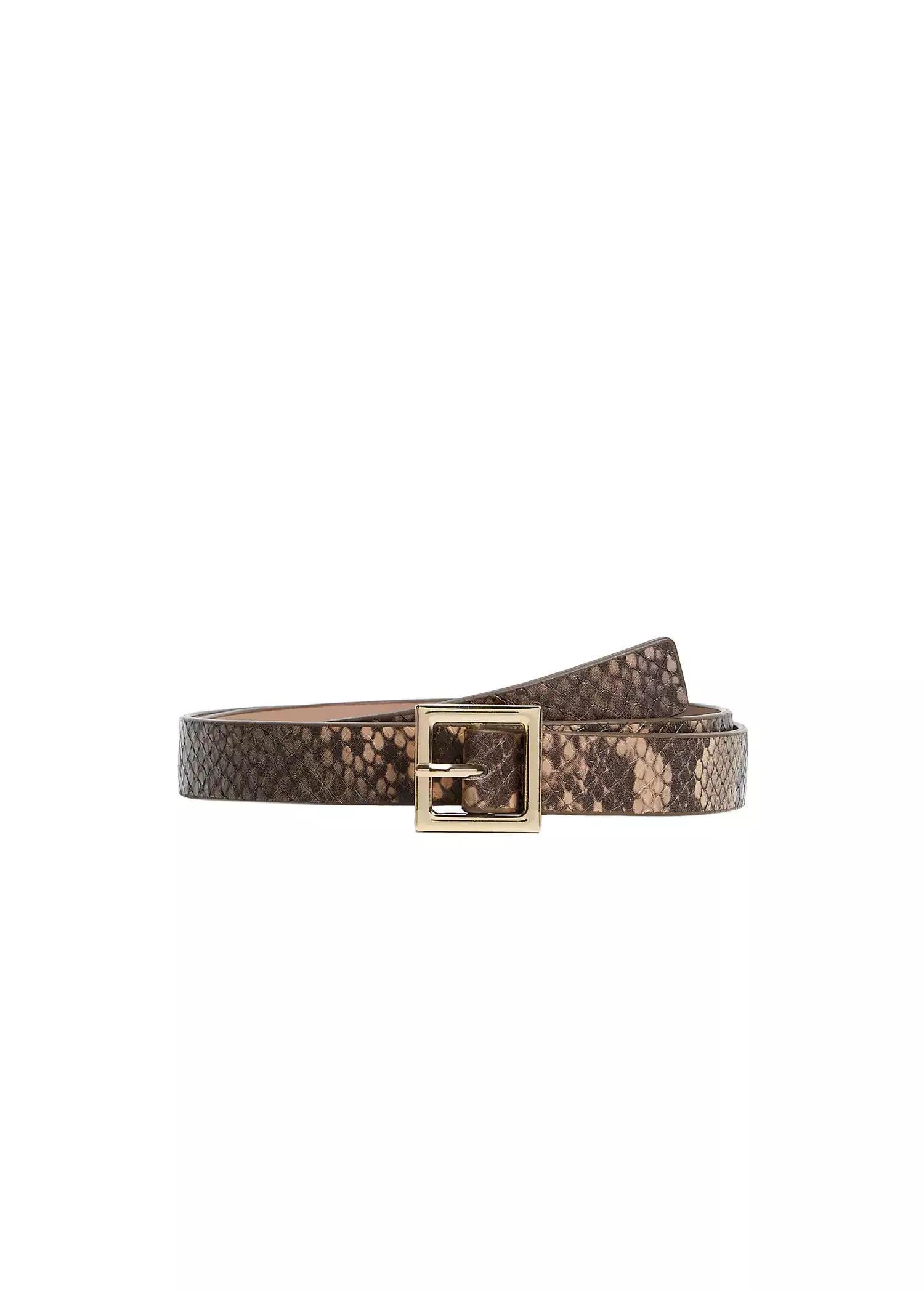 Brown Square Buckle Belt, , large image number 0