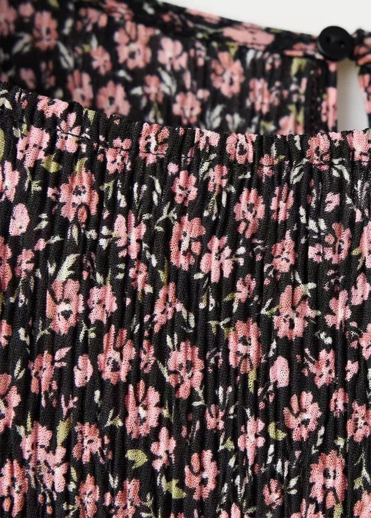 Black Printed Dress With Draped Detail, Black, medium