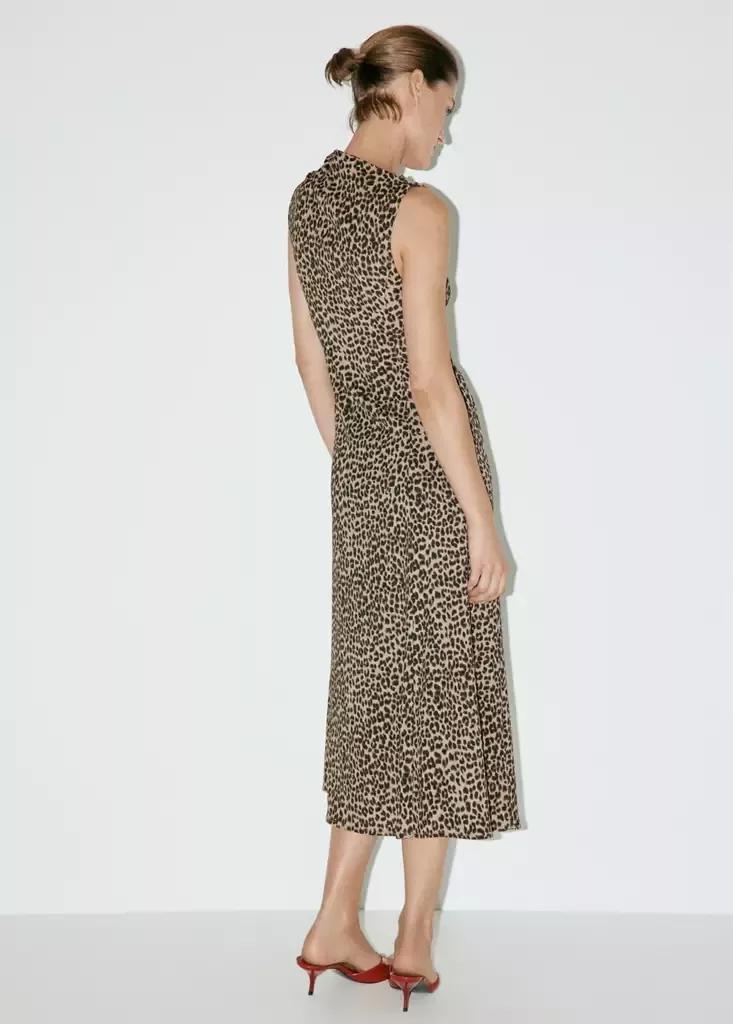Brown Textured Dress With Gathered Details, , large image number 2
