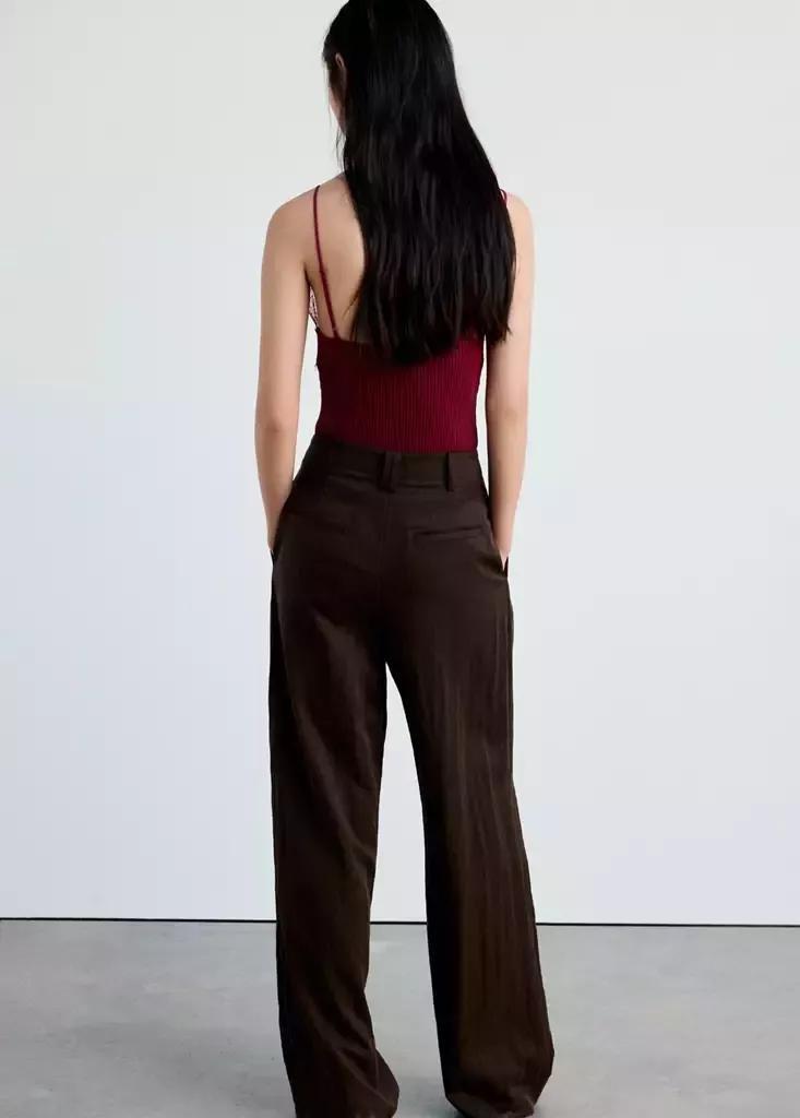 Burgundy Ribbed Lace Top, , large image number 2