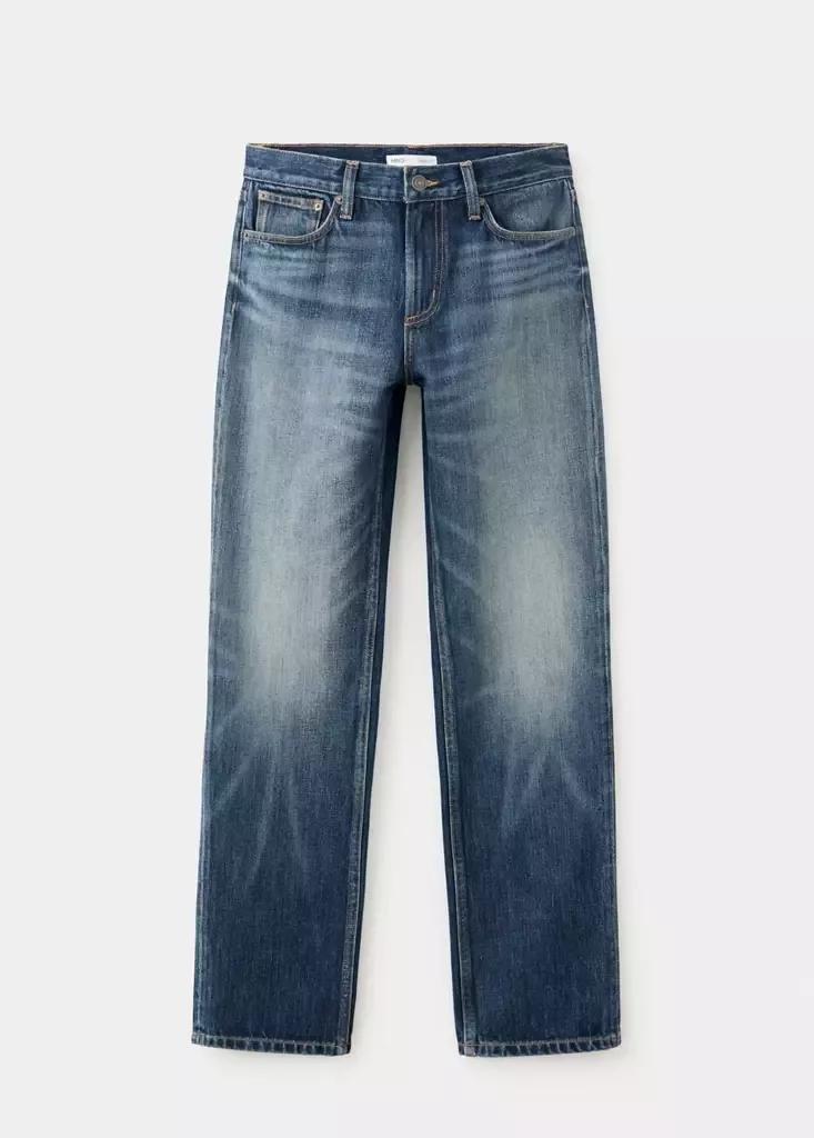 Blue Mid-Rise Straight Jeans, , large image number 4