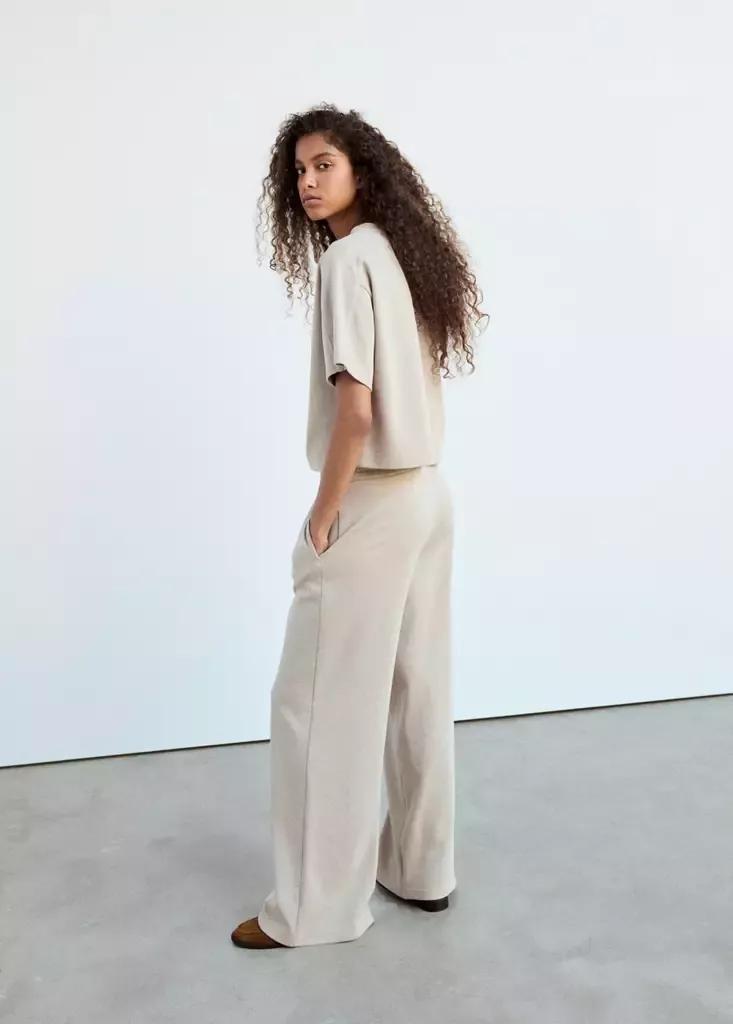 Beige Seam Detail T-Shirt, Light Beige, large image number 2