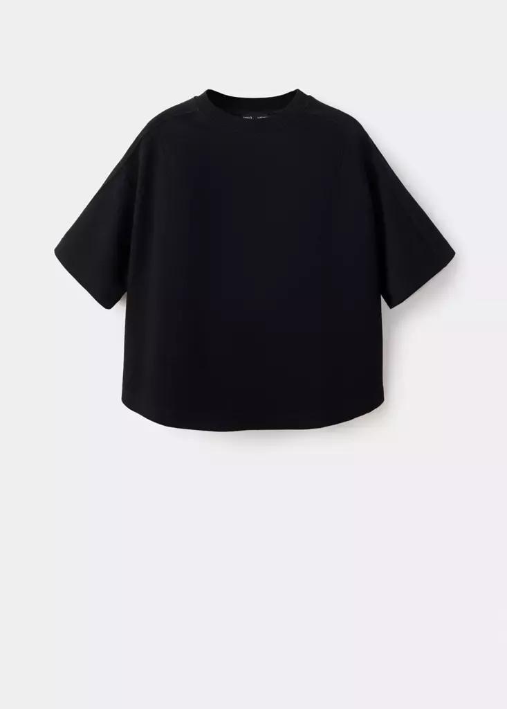 Black Seam Detail T-Shirt, Black, large image number 5