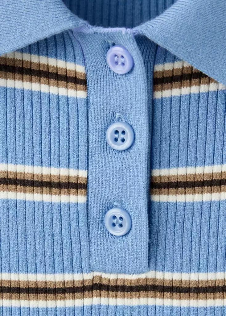 Blue Ribbed Striped Gilet, Medium Blue, large image number 5