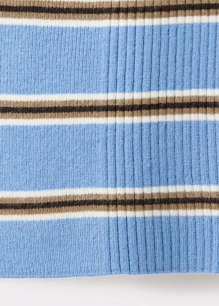 Blue Ribbed Striped Gilet, Medium Blue, large image number 6
