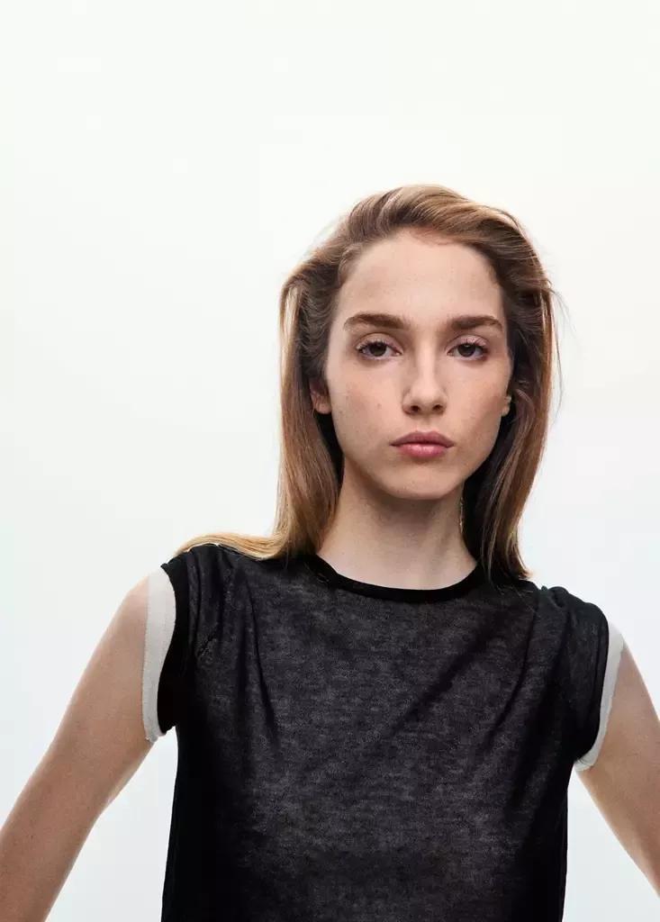 Black Short-Sleeved Combined Sweater, , large image number 3