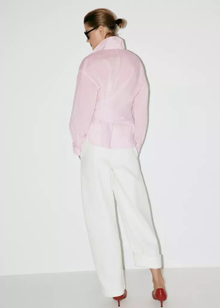 Pink Striped Blouse With Bow Detail, , large image number 2