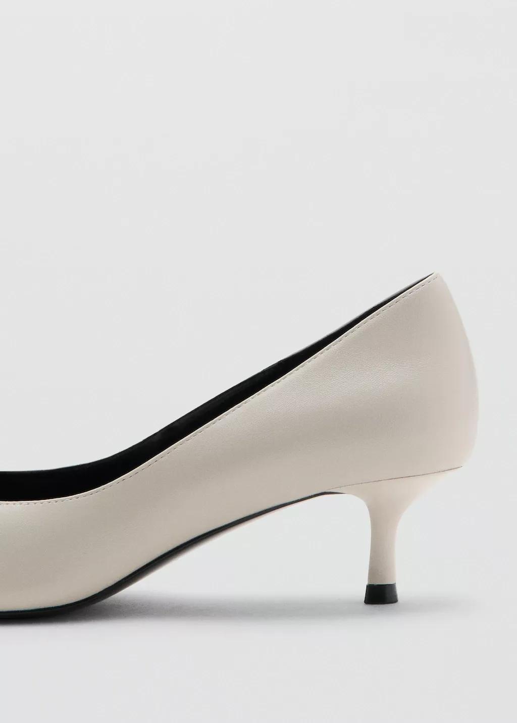 Cream Kitten Heel Pointed Toe Shoe, Light Beige, large image number 1