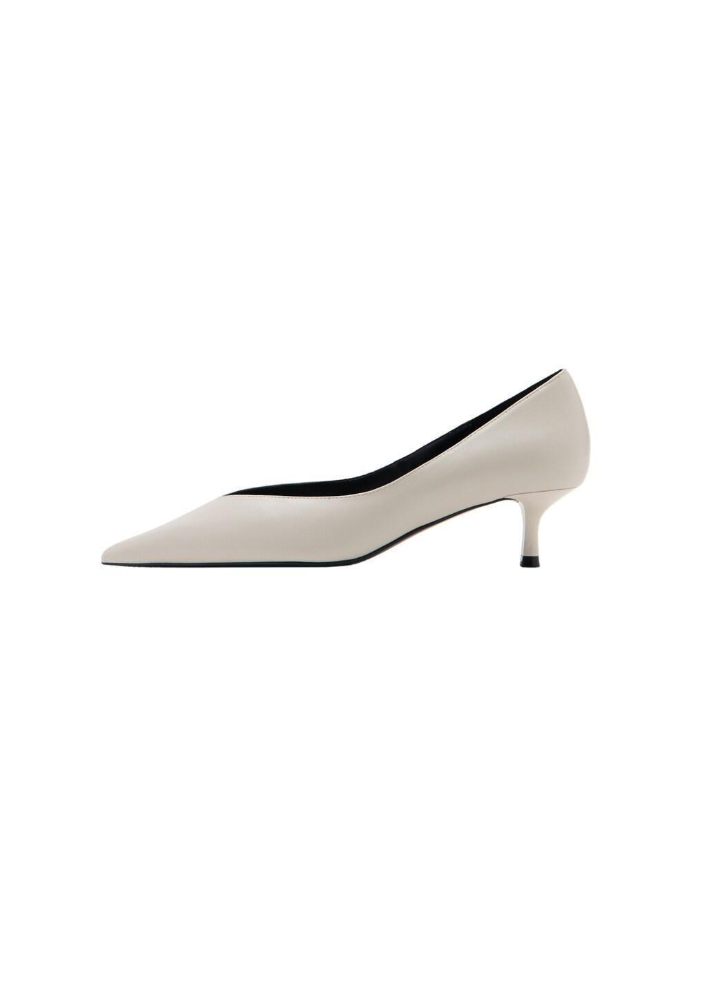Cream Kitten Heel Pointed Toe Shoe, Light Beige, large image number 2