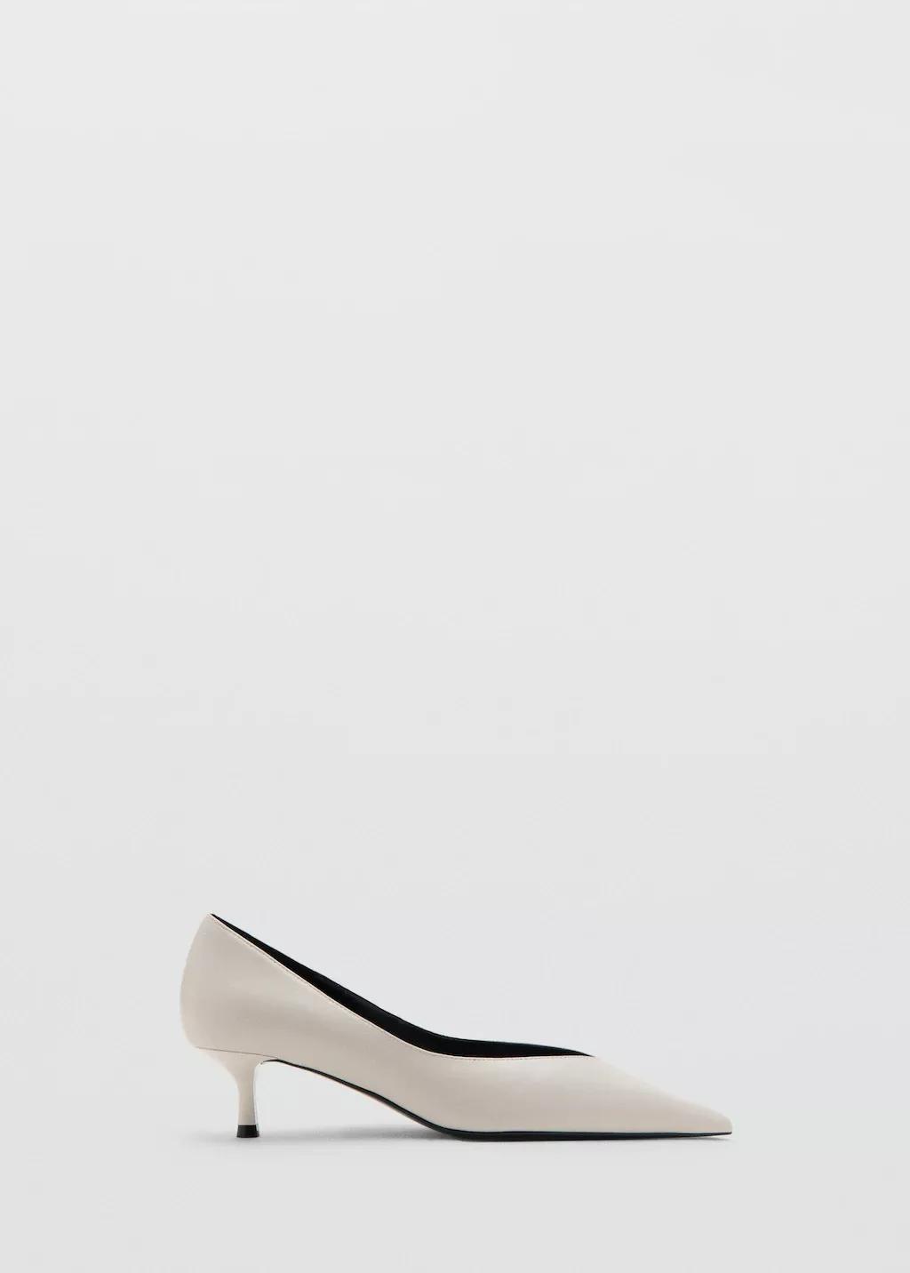 Cream Kitten Heel Pointed Toe Shoe, Light Beige, large image number 3