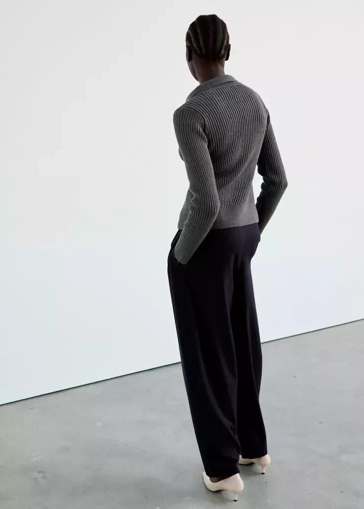 Grey Ribbed Duffle Cardigan, , medium