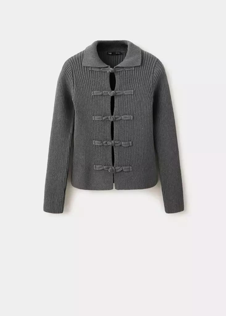 Grey Ribbed Duffle Cardigan, , large image number 5