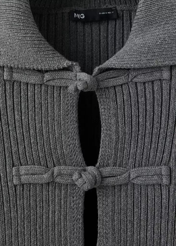 Grey Ribbed Duffle Cardigan, , large image number 6