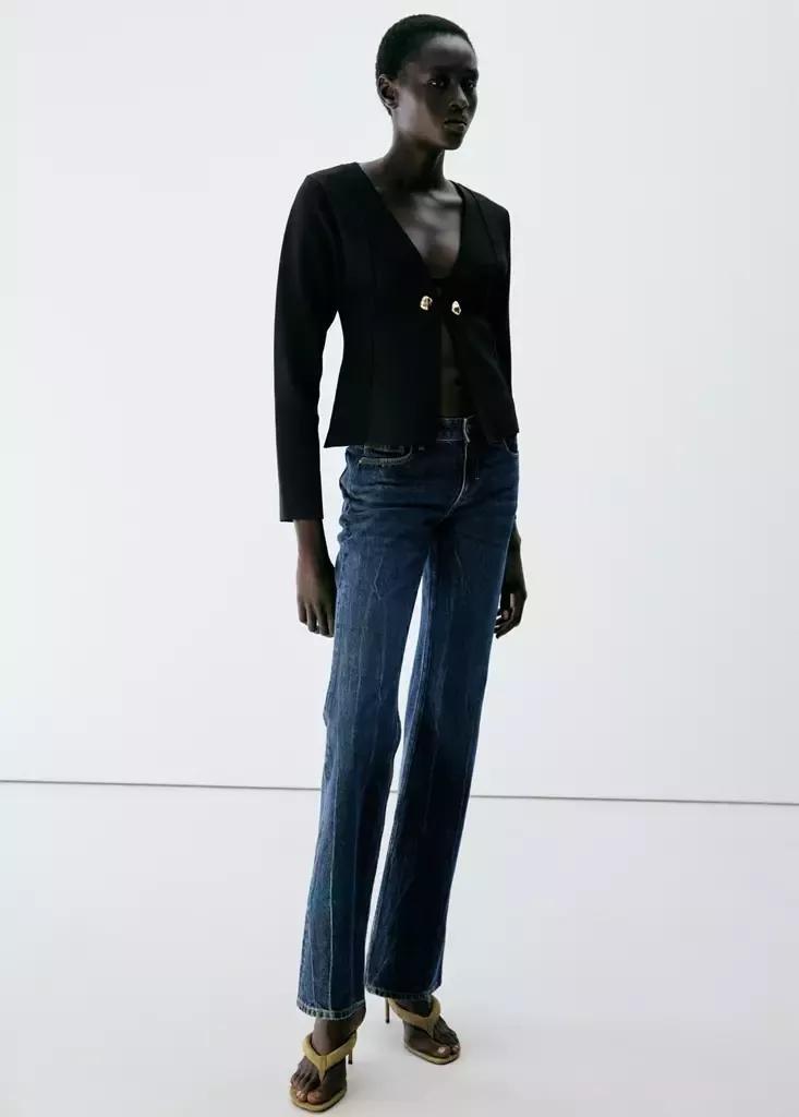 Black Knitted Jacket With Jewel Buttons, , large image number 0