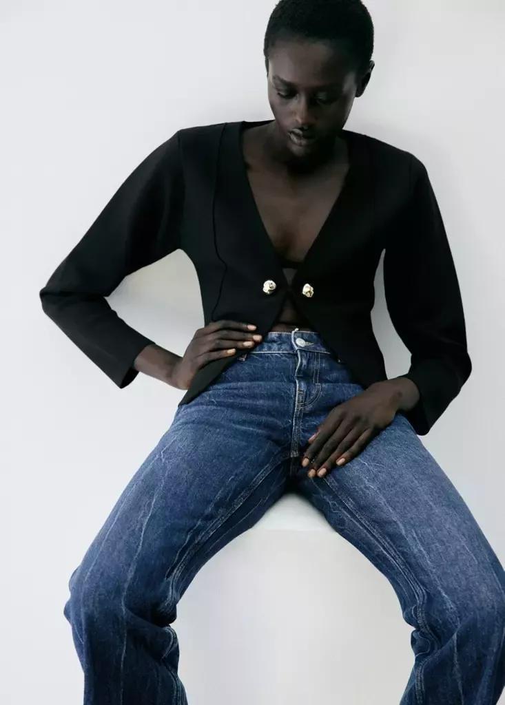 Black Knitted Jacket With Jewel Buttons, , large image number 1