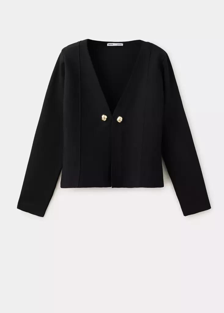 Black Knitted Jacket With Jewel Buttons, , large image number 3