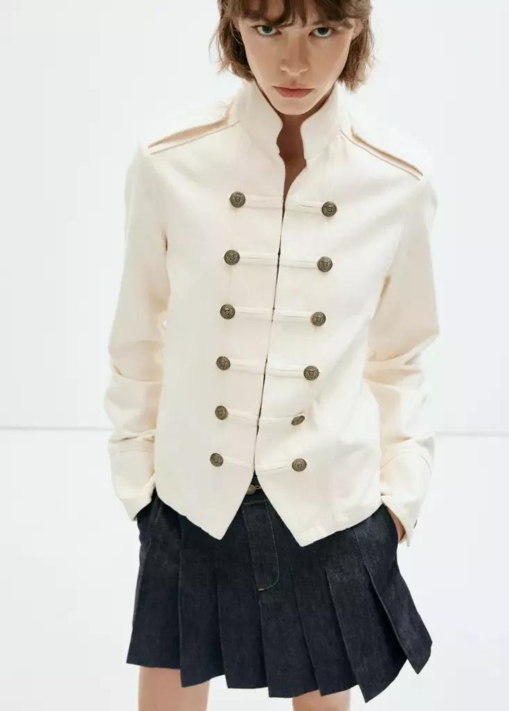 Navy Pleated Denim Skirt, Open Blue, large image number 3