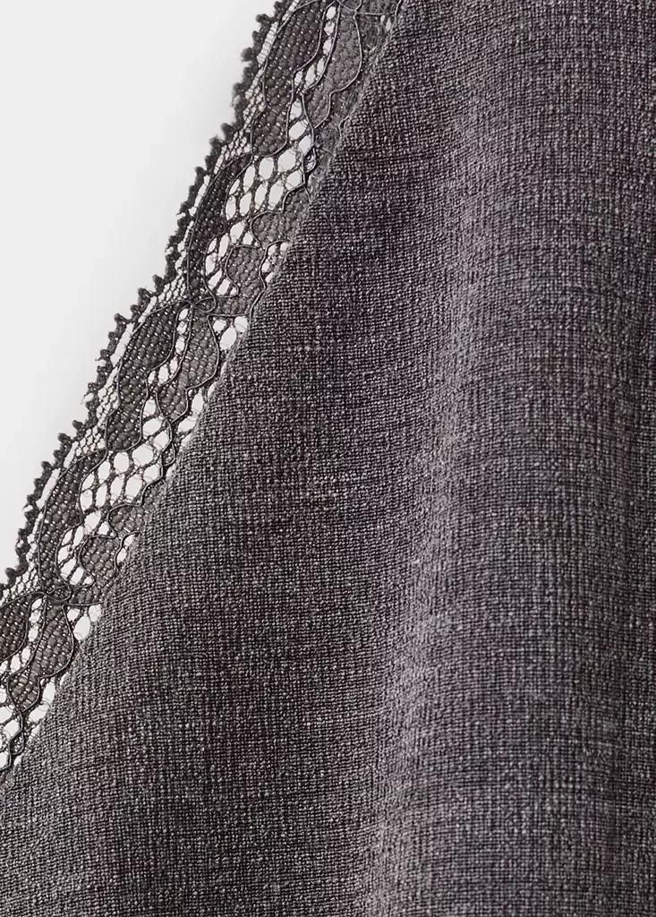 Grey High Neck Top With Lace Details, Grey, large image number 5