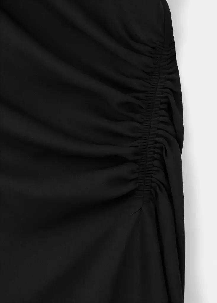 Black Ruched Dress With Draped Neckline, , large image number 4