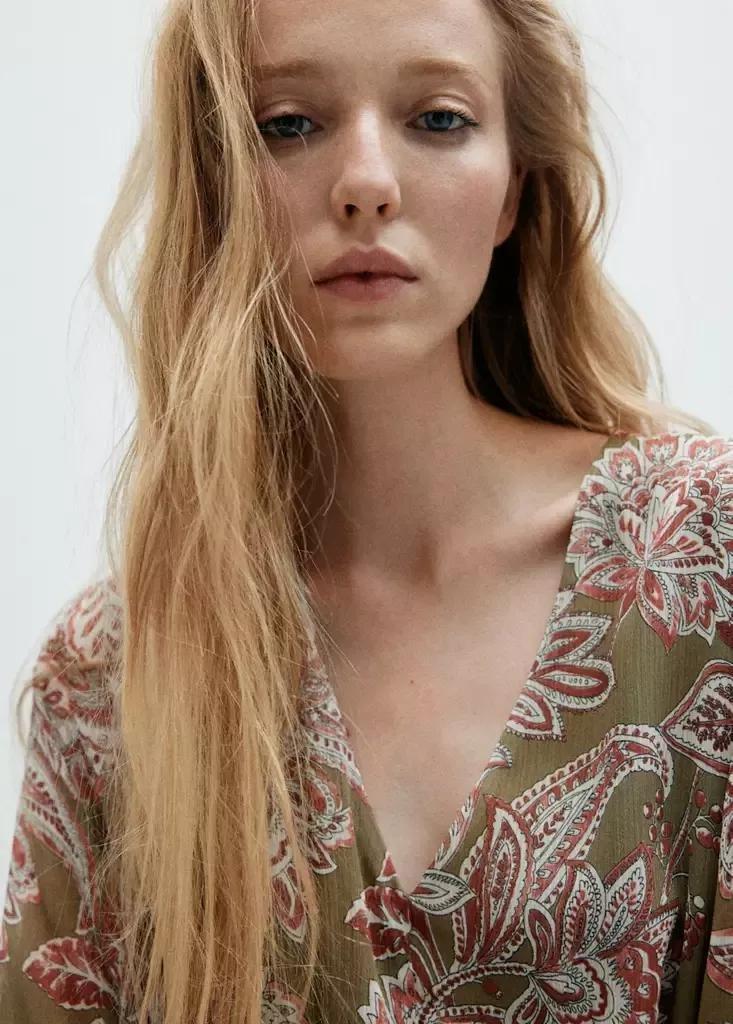 Green Floral Textured Dress, , large image number 3