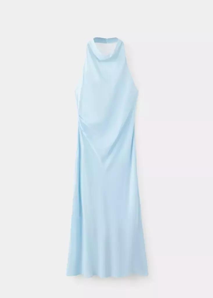 Blue Draped Halter Dress, , large image number 4