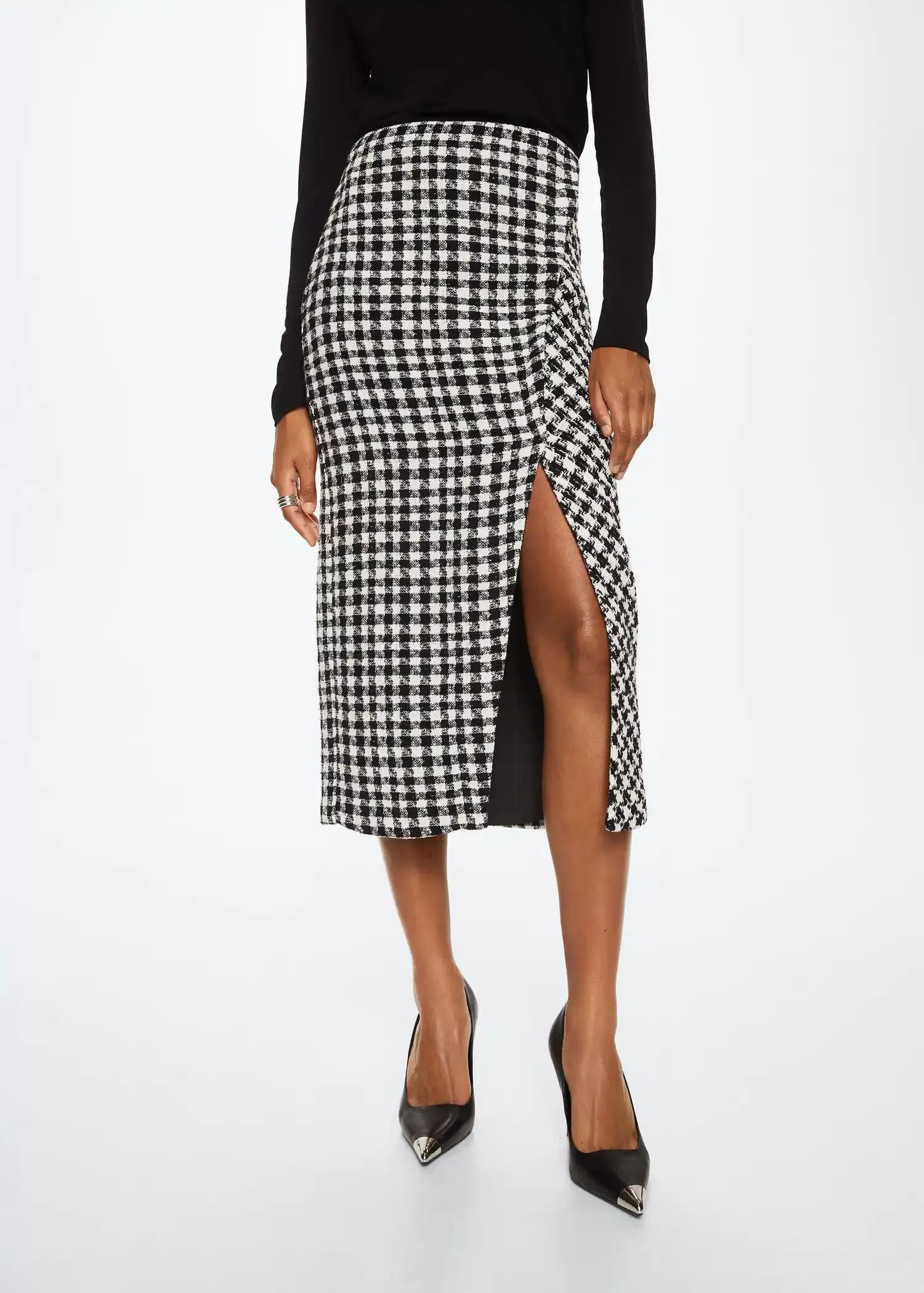 Black Houndstooth Pencil Skirt, , large image number 0