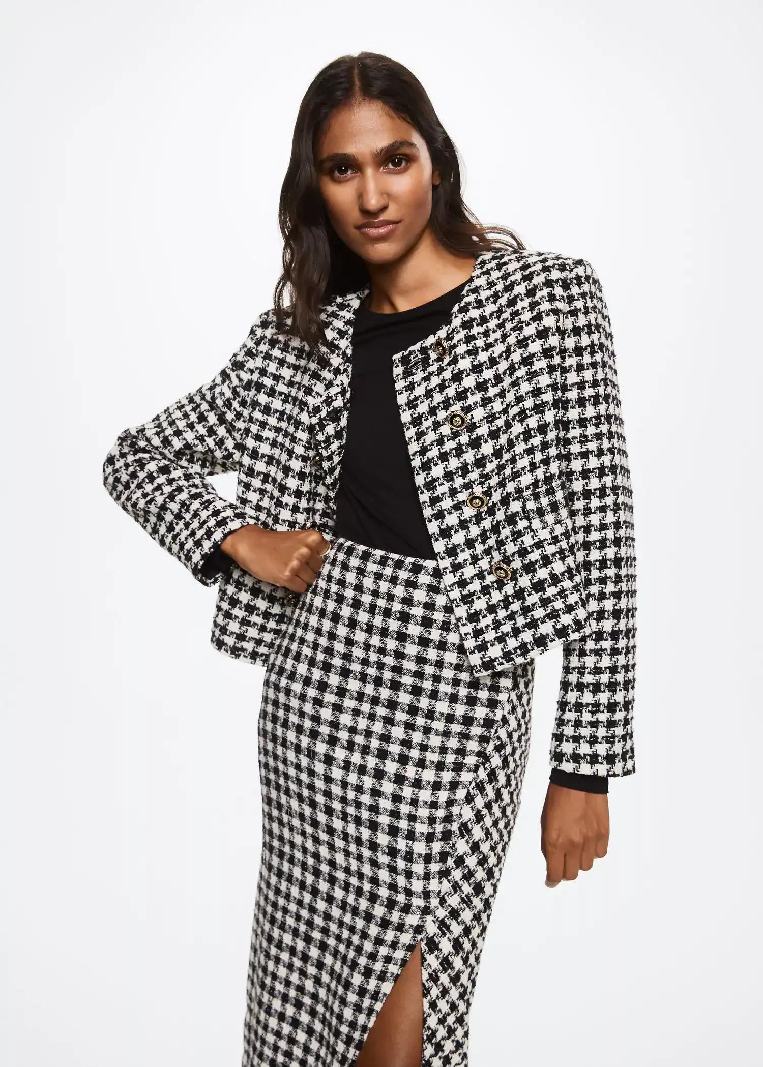 Black Houndstooth Pencil Skirt, , large image number 2