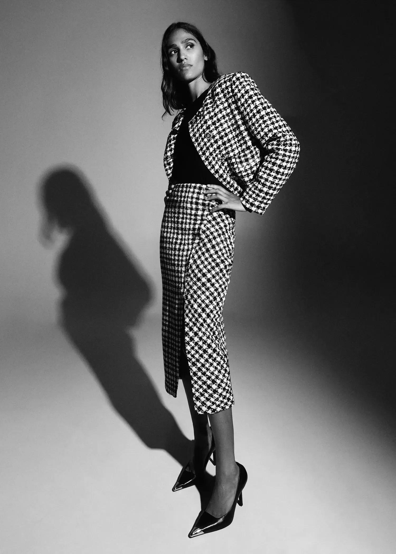 Black Houndstooth Pencil Skirt, , large image number 3