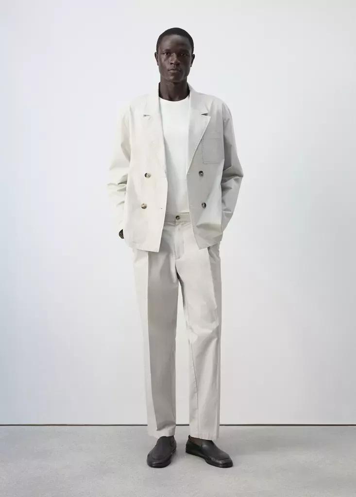 White Cropped Relaxed-Fit Trousers, , large image number 0