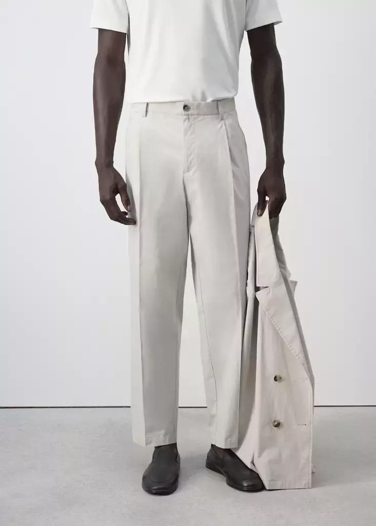 White Cropped Relaxed-Fit Trousers, , large image number 1