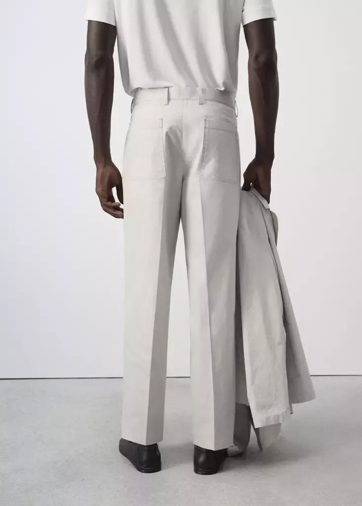 White Cropped Relaxed-Fit Trousers, , large image number 2