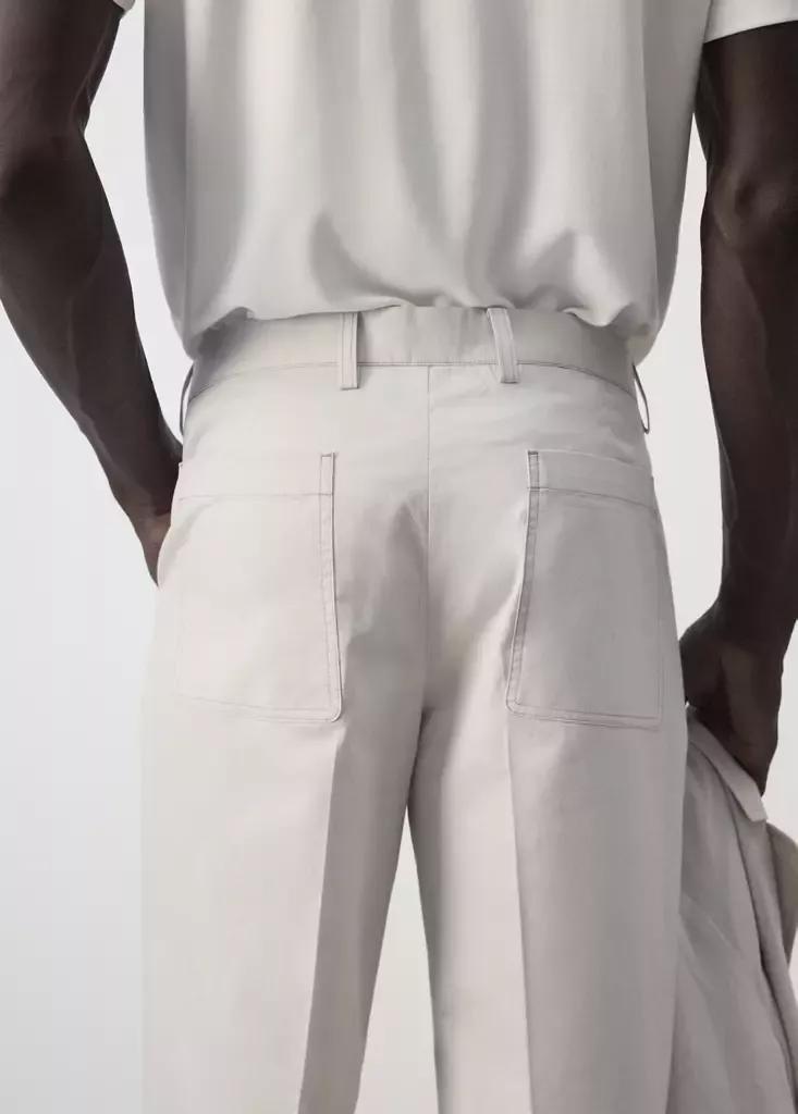 White Cropped Relaxed-Fit Trousers, , large image number 4