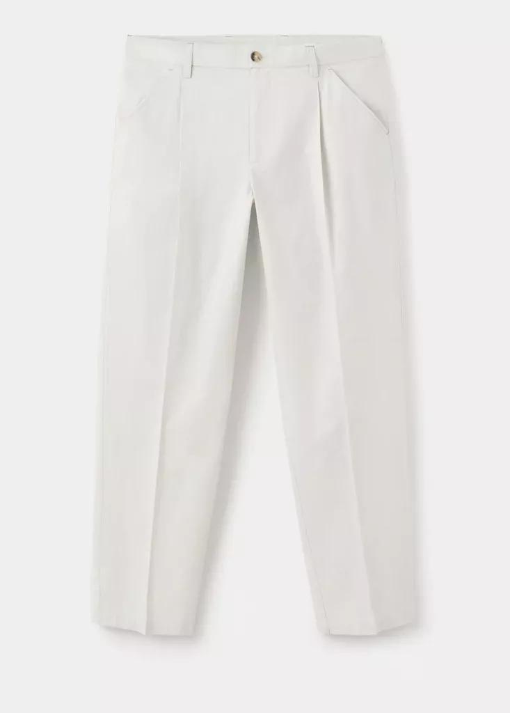 White Cropped Relaxed-Fit Trousers, , large image number 6