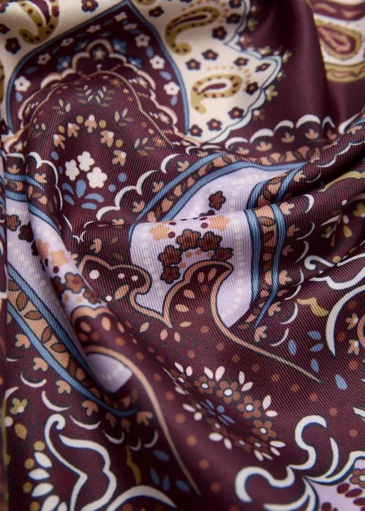 Burgundy Paisley Print Scarf, , large image number 1
