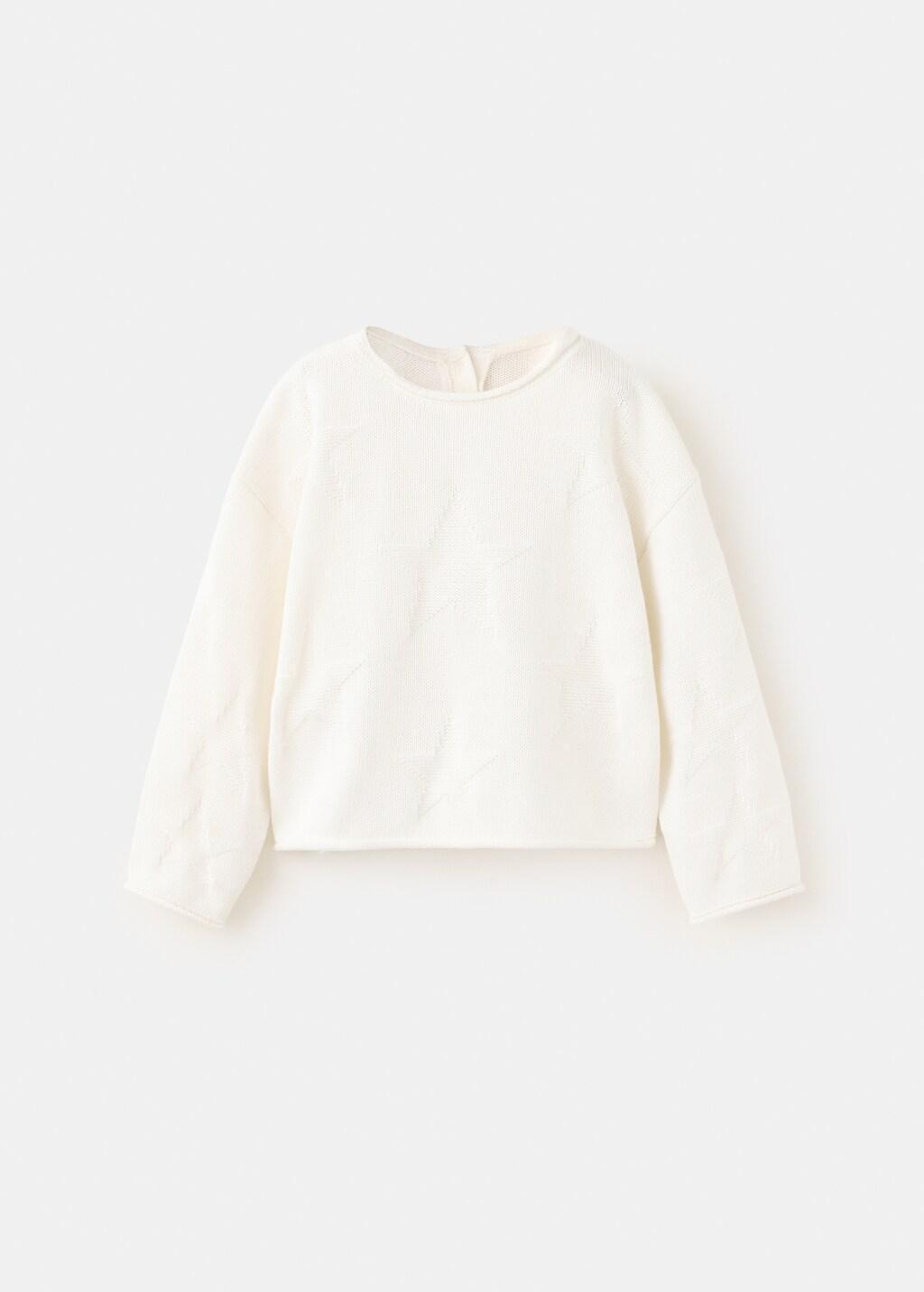 White Stars Knitted Sweater, Baby Girls, Natural White, large image number 0